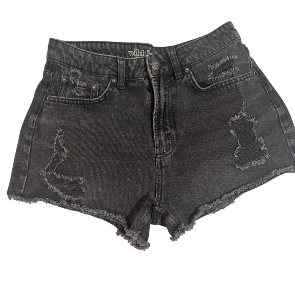 wild fable Black Distressed High-Rise Jean Shorts